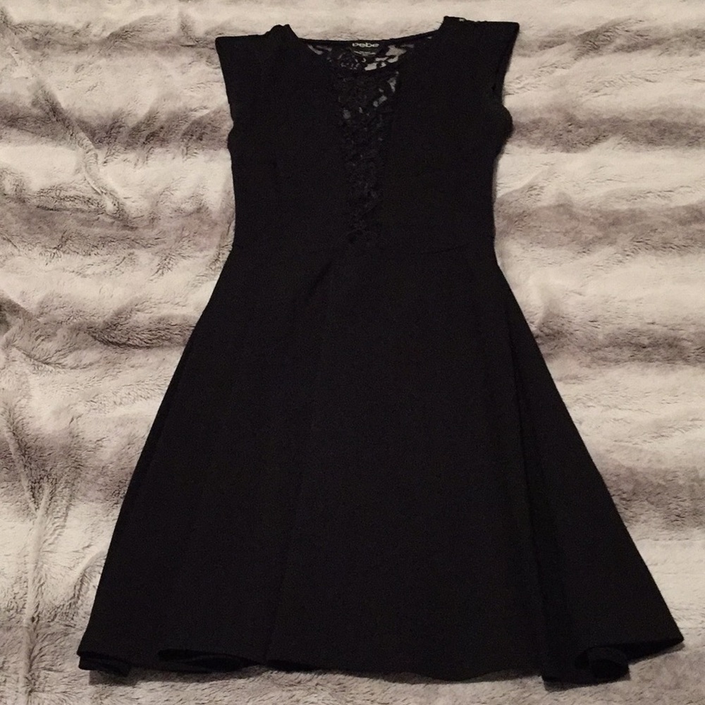Black BEBE lace dress XS